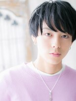 モッズヘアメン 札幌月寒店(mod's hair men)&nbsp;斜めバングブラックくせ毛風ナチュラルマッシュq札幌月寒