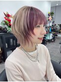 ブロックカラー/ブリーチデザインカラー/レイヤーボブ