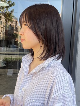 ヘアーアイストゥーレ(HAIR ICI TRE) レイヤーボブダークブラウン暗髪夏カラーミルクブラウン