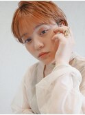 夏ショート♪20代30代大人可愛いショート前髪あり透明感オレンジ