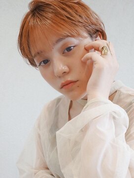 シェル 津山の手店(shel) 夏ショート♪20代30代大人可愛いショート前髪あり透明感オレンジ