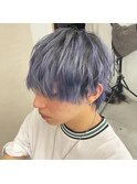 ルーツカラー×サファイアパープル×メンズカット/髪質改善