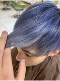 ハイブリーチブルーグラデーションシルバーメンズ10代20代