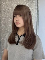 ★ハイトーンカラー韓国ヘア顔周りレイヤーカットピンクベージュ