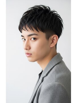 シスタ(SISTA) ブルーブラック/刈り上げセンターパート/黒髪/ツーブロック/