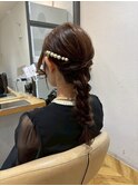 編み込みアップスタイルヘアセット成人式ヘアセット前髪カット