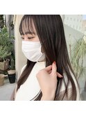 シースルーバング ナチュラルヘア ストレートロングヘア