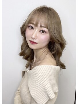 マティス 表参道(matiz) ミルクティーベージュ/小顔レイヤーカット/ボブウルフ韓国風巻き