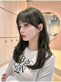 レイヤーカット 顔まわりカット オリーブベージュ