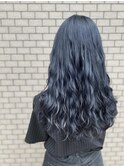 レイヤーロング　黒髪　透明感あるブルーブラック！