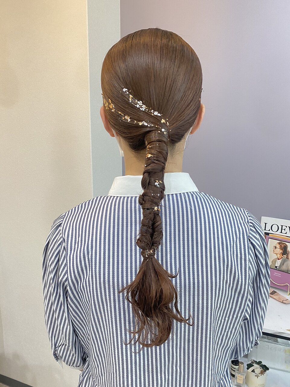 金箔銀箔mix☆タイト編みおろしヘアセット:L182114628|ミラ 金箔銀箔mix☆タイト編みおろしヘアセット:L182114628|ミラ
