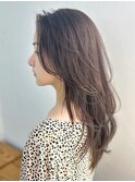 レイヤーカットレイヤーロングオリーブベージュ_ba465011