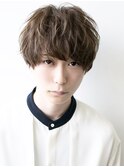 ナチュラルマッシュショートアッシュメンズツーブロックパーマ