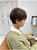 魅力倍増カールセミディシアーカラーダークアッシュショートヘア