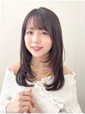 ミディアムレイヤー透け感ブラウンベージュカラー