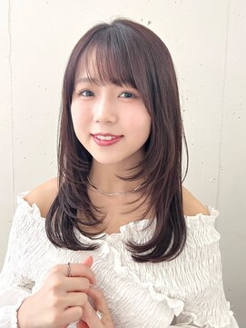 ビーチ(BEACH) ミディアムレイヤー透け感ブラウンベージュカラー