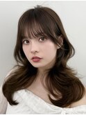韓国ヘア 透明感カラー 2wayバング レイヤーカット 顔周り