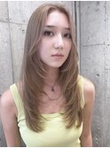 ヘーゼルベージュレイヤーボブレイヤーカットハッシュカット前髪