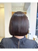 美髪/ダークアッシュ/切りっぱなしボブ/暗めカラー