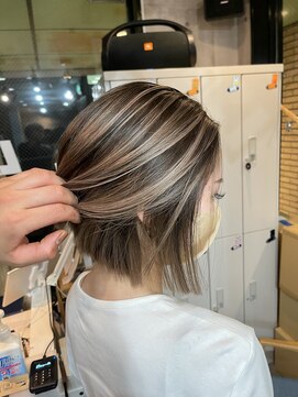 ラフ(LAFF) #バレイヤージュ#グレージュカラー#ボブウルフ#ココアベージュ