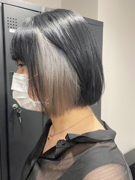 ベレーザ 渋谷(BELEZA) 4374黒髪アッシュブラックニュアンスカラーぱっつん前髪ボブ