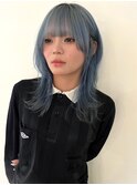 透明感 アッシュブルーカラー レイヤーカット【天神/今泉】