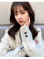 サンプラス(san+)&nbsp;【マユコ】シースルーバング小顔ヘア艶髪カールアッシュグレー