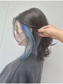 ケアブリーチ/インナーカラーブルーダブルカラー/レイヤーカット