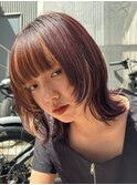顔周りレイヤーカットくびれヘアミルクティーベージュカラー