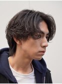 渋谷メンズマッシュウルフカット緩め波巻きパーマシャドウパーマ
