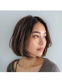 30代40代50代◎大人ナチュラルボブ/白髪ぼかしハイライト