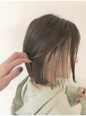 《Lumi hair》切りっぱなしボブ/イヤリングミルクティーベージュ
