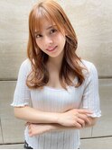オレンジブラウンココアベージュ韓国ひし形くびれヘアレイヤー