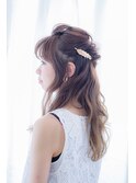 ピンアレンジ×ハーフアップ