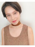 小顔 ワンサイドショート ブランジュ ハイライト ダブルバング