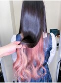 インナーカラーデザインカラーラベンダーピンク韓国ケアブリーチ