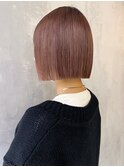 ピンクベージュストレート_外ハネボブセクションカラー_ba375002