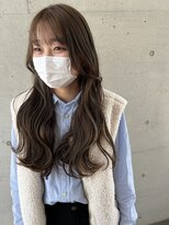 アチーブ ヘア デザイン(achieve hair design)&nbsp;暗髪透け感透明感グレージュ シースルーバングウェーブロング