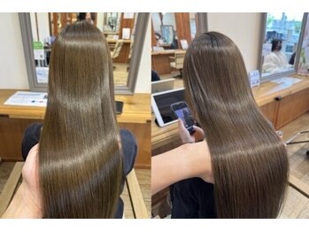 フィガロ ミーナ 東生駒店(FIGARO MINA)の写真/【圧倒的リピート率】潤い×ダメージレスな自然な縮毛矯正◎思わず触れたくなる手触りに♪