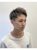 ホワイトメッシュ/刈り上げショート/短髪/アップバング/メンズ