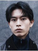 コンマバング韓国ニュアンスパーマ毛流れ黒髪センターパート原宿