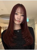 ワインレッド×レイヤーカット♪