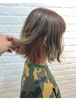 デイジー インデックスヘア 大島店(DAISY index hair)&nbsp;インナーカラー　ピンクベージュ　ミルクティーベージュ　前髪