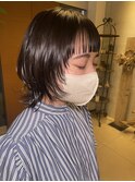 小顔ショートウルフ外ハネ顔まわりレイヤー 黒髪暗髪ウェット