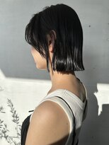 リノショアーズ ショウナン 辻堂店(RinoShores SHONAN)&nbsp;外ハネパツっとボブヘルシースタイルアッシュブラック丸みカール