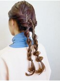 三軒茶屋_レディース_ロング_ヘアアレンジ_編み込み_セット_小顔