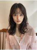 大人かわいいくびレイヤー顔まわりレイヤー小顔シースルーバング