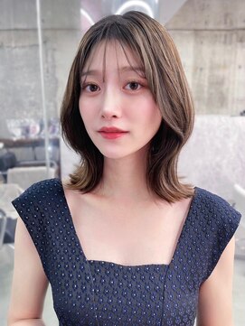 フィヴェント(Fivent) 黒髪ボブルフネビージュ小顔ワンレン顔まわり韓国レイヤーカット