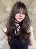 韓国ヘアーハッシュカットレイヤーカットグレージュブリーチ無し