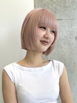 サンクプロジェクト(cinq PROJECT) ハイトーン切りっぱなしショートボブミルクティーピンクベージュ